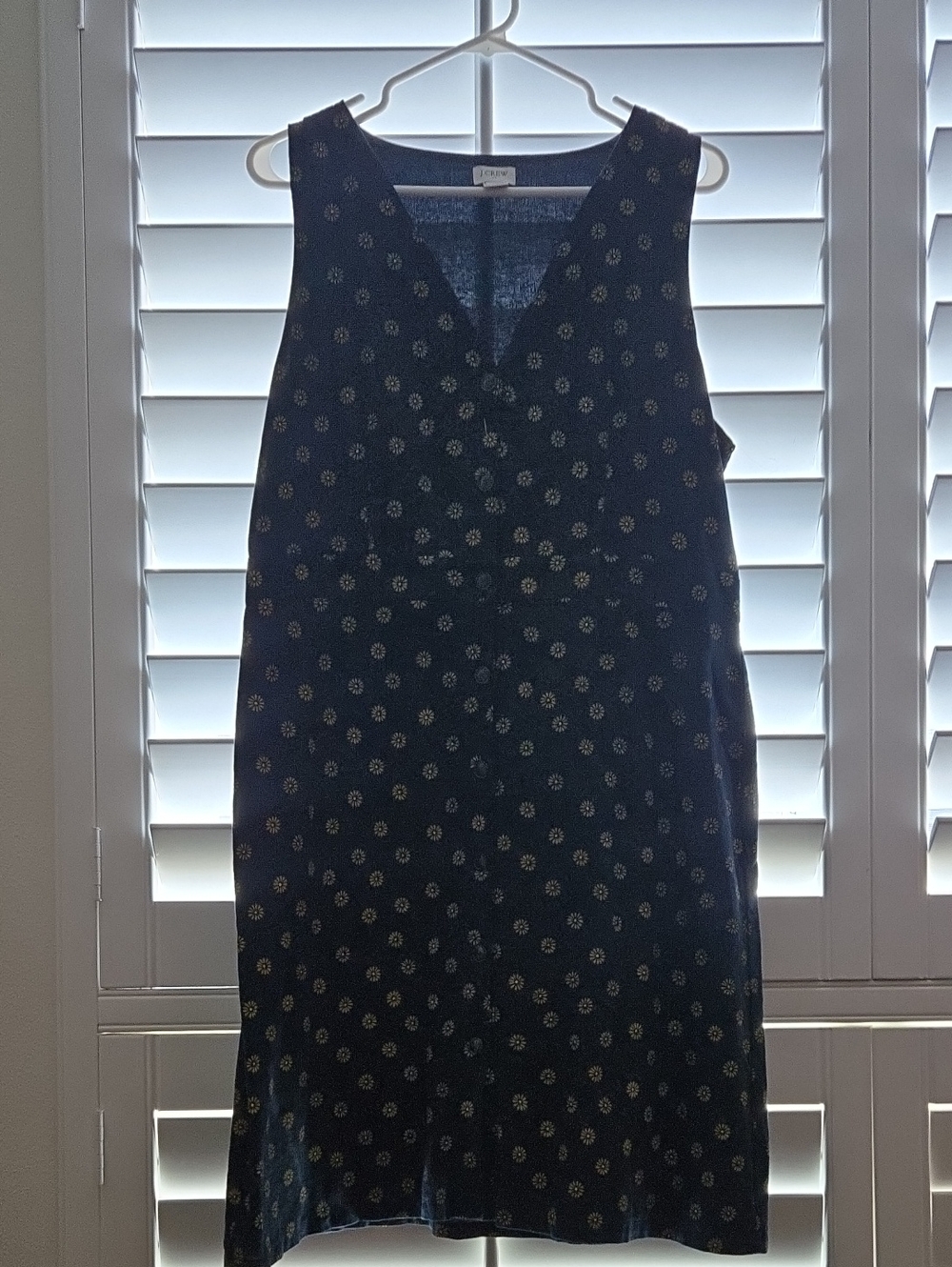 J. Crew Navy Sleeveless Midi Dress with Small Floral Dots